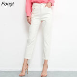 Women Harem Jeans Pants Fashion High Waist Loose Cotton Stretch White Denim Jeans Autumn 2021 Streetwear