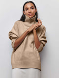 Women Solid Color Sweater Autumn Winter Casual Turtleneck Collar Knitted Pullovers 2023 Female Loose Thick Warm Basic