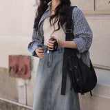 Fongt Plaid Shirt Coat Women's Spring New Design Sense Of Small Gentle Korean Temperament Shirt Loose Top