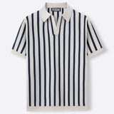 Fongt Men's High Quality Summer Collar Temperament Striped POLO Shirt Men's Short-Sleeved Top