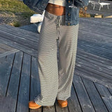 Fongt Base Simple Stripe Bump Color Straight Casual Tying Home Pants 2025 New