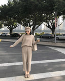 Fongt 2025 Autumn And Winter New Set Of Sweater Thin Knit Trousers Casual Suit Women's Two-Set