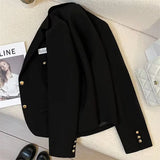 Fongt 2024 New Khaki Short Blazer Female Small Design Sense College Style Commuter Suit-Outfit