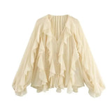 Fongt Homemade New Women's Classic Fashion Collection Stacked Decorative Shirt 4786/063