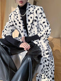 Fongt New Imitation Fur Fur Plush Long Coat Hooded Over Knee Thick Loose Coat Woman