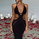 Fongt Wind Hot New Sexy Street Style Beautiful Hanging Neck Dress Bra Strap Hollow Hooded Woman