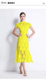 Fongt Sister Fan 2025 Round Collar Short-Sleeved Water-Soluble Lace Hollow Waist-To-Sleeves