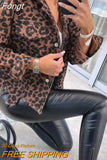 Leopard Print Washed Denim Jacket Women Raw-edges Short Jean Coat Casual Tops Spring Autumn Female Oversize Loose