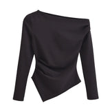Fongt New Asymmetrical Elastic Repair Fashion Blouse 3644328