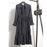 Floral Printed Chiffon Shirt Long Sleeve Bow Midi