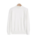 Loose Solid Color Screw Thread Sweaters Commute All-match Half High Collar Autumn Winter Thick Long Sleeve Knitted Jumpers-Outfit