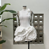 Vintage Charming Lady Splicing Flower Dress Sleeveless Birthday Party