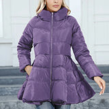 Coat 2023 New Design Feeling Slim Collar Women In The Long Thick Waist Cotton Coat-Outfit