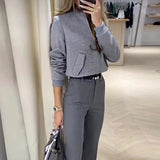 Fongt Fall 2023 New Design Pocket Casual Top Goes With Commuter Straight Suit Suit-Outfit