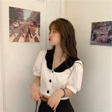And White T-Shirt Women's Summer New French Gentle Korean Style Temperament Short-Sleeved Small Short-Sleeved
