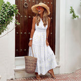 Fongt New Women's Dress Wish Sexy Deep V Sleeveless Chiffon Dress Splicing Mid-Long
