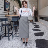 New Arrival Women's Plaid Straight Back Split Harajuku Skirt Retro High Waist Skirts Feminina Knee Length Faldas