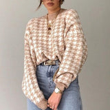 Knitted Sweater Women Pullover Chic Long Sleeve Casual Female Sweaters 2021 Autumn Winter New Vintage
