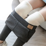 Cold-Resistant Leggings Women Fashion Casual Lamb Cashmere Leggins Mujer Pockets Plus Velvet Thickening