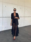 Fongt Sexy Lace Cascading Fine Shoulder Sling Long Dress LX0106