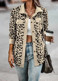 2023 Spring Autumn Women Jackets and Coats Full Sleeve Leopard Print Pockets Single Button Corduroy Winter Female