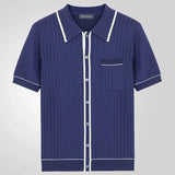 Fongt Men's New Summer Cardigan Knits Single-Dish Short Sleeve Business Polo