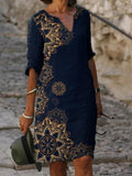 Elegant Floral Print Dress 703-0-Outfit