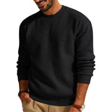 Fongt Solid Color Round Neck Sweater Jumsweater Men's Sweater Waffg Casual Men's