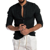 Fongt Explosion Autumn/Winter V-Neck Linen New Cardigan Long-Sleeved Men's