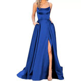 Fongt Solid-Color Bridesmaids Wear Long Dresses With Thin Shoulders And Girlfriend Fashion Bridesmaids Evening