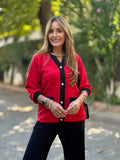 Fongt Autumn And Winter New Small Fragrant Coat Casual Crash V-Neck Knitted Cardigan Long-Sleeved Set Woman