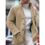 Fongt And Winter New Men's Knit Cardigan Stand Collar Long Sleeve Single Breasted Pocket Cardigan Casual Men's