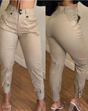 Waist Button Pocket Design Ankle Banded