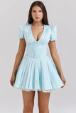 Fongt French Sweet Mashed Flower Bubble Sleeve Dress Summer Ballet Dopamine Wearing Waist Babes A Skirt