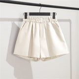 Fongt Suit Shorts Female Black Summer Thin 2024 New Loose High-Waist A-Line Casual Wide-Leg Pants-Outfit