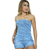 Fongt Women's Jeans Dresses Hot Women's Fashion Spice Girl With Chest Elastic Jumpsuit Shorts