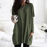 Autumn Pullover Casual Round Neck Long Sleeve Pocket T-shirt