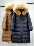 2022 Winter Women's Down Jacket Real Raccoon Fur Hooded Duck Down Coat Waterproof Female Long Puffer Jackets Snow