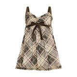 Fongt Print Bow Tie Sling Sling Sexy Babes Lace Spliced Backclothing