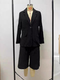 Fongt Spring And Autumn Cotton Mah-Size Casual Long-Sleeved Five-Sleeve Shorts Suit Two Sets
