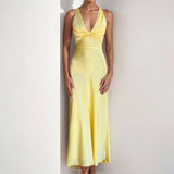 Fongt 2025 New Women's Sexy V-Neck Folding Slimming Fashion Dress