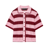 Fongt Homemade New Women's Knitted POLO Shirt Coat Knitted Shorts