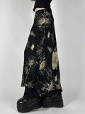 Fongt Sen Huahua Print Low-Rise Thin Half-Dress Babes Babes Babes Babes Thorny A-Word Long Skirt
