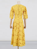 Fongt And Leisure Set Women's New Summer 2025 Vacation Wind Collar Embroidered Flower Slence Design Dress