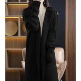 Fongt And Winter 2025 New Long Cashmeet Cardigan Women's Long Hooded Knitted Coat Over The Knee Wool Coat