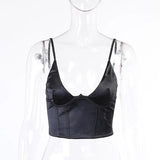 Fongt Sling V-Neck Simple Sexy Show Back Solid Color Versatile Vest Women's Slim