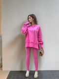 Fongt Autumn And Winter Women's Leisure Loose Long-Sleeved Collar Open Fork Tight Trouser Trouser Suit