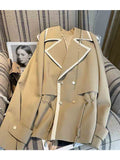 For Women Autumn 2023 Oversized Double Breasted Official Ladies Suits Sailor Collar Long Sleeve Jackets Mujer