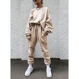 Fongt 2024 Women's New Ebay Burst Pure Color Long-Sleeved Trousers Loose Casual Suit