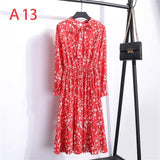 Floral Printed Chiffon Shirt Long Sleeve Bow Midi